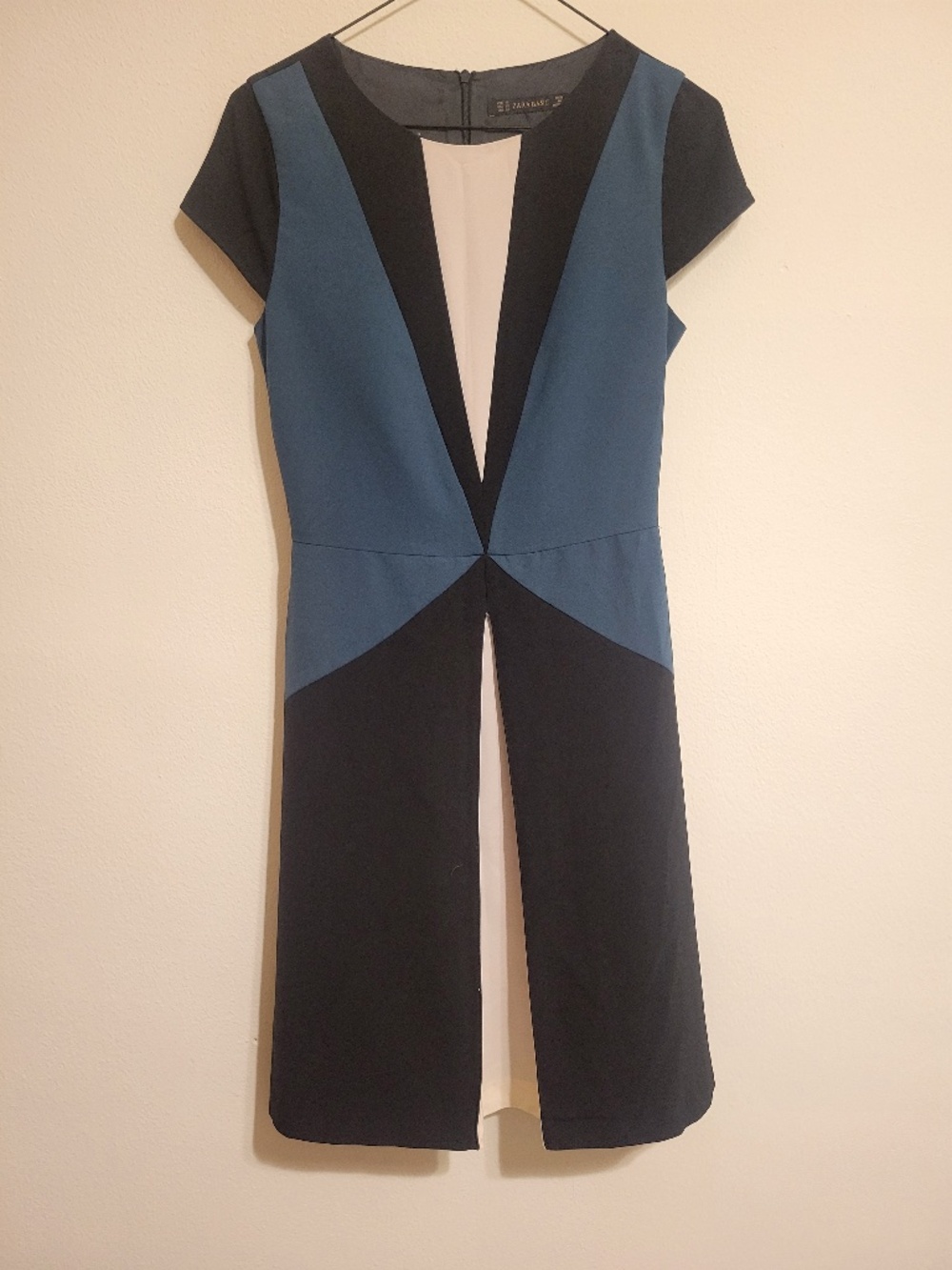 Zara Short Sleeve Color Block Dress with Geometric Panels Size XS